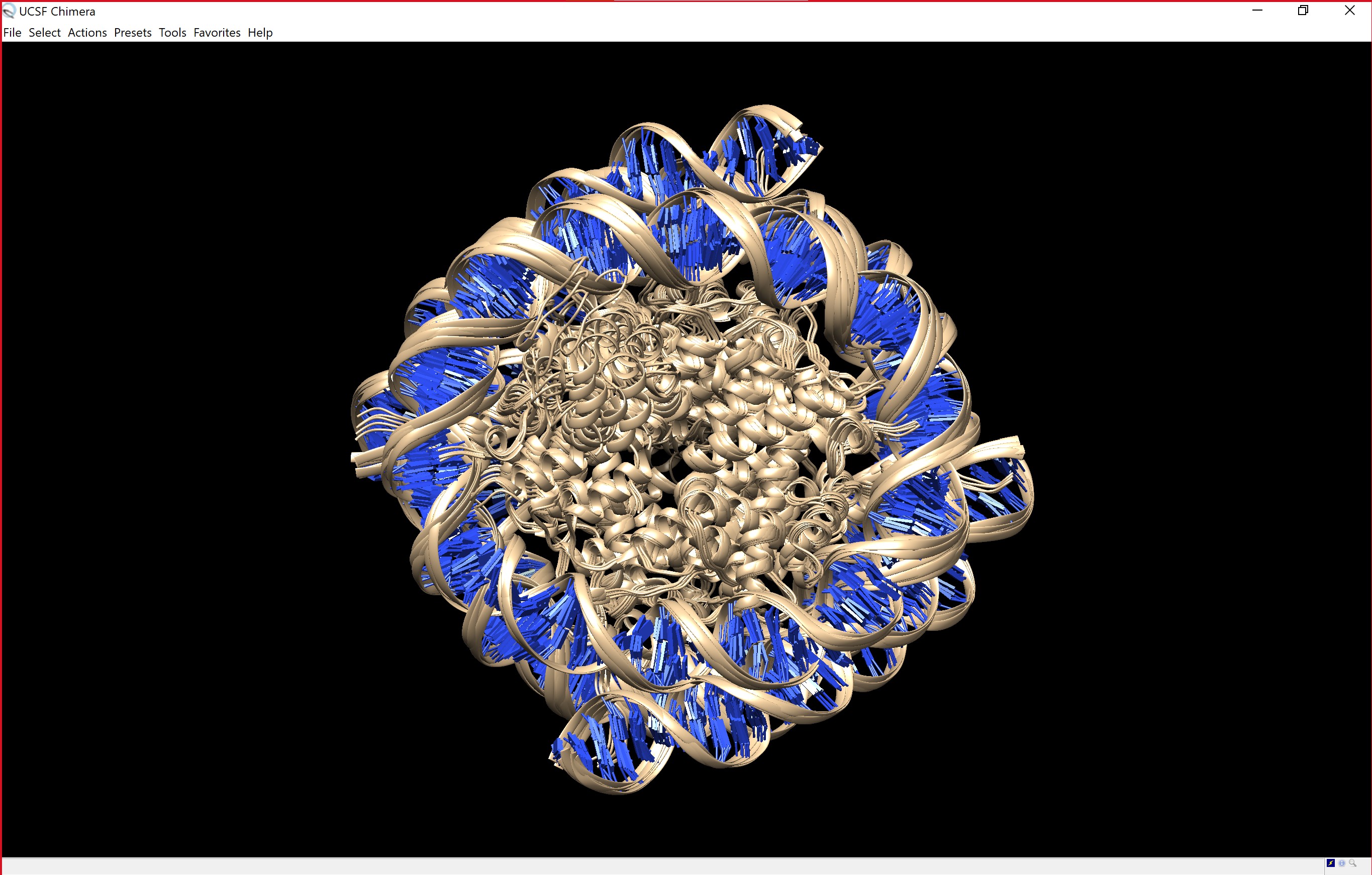 Slika 4 - Vizualizacija RNF168-RING domain and nucleosome complex v Chimeri