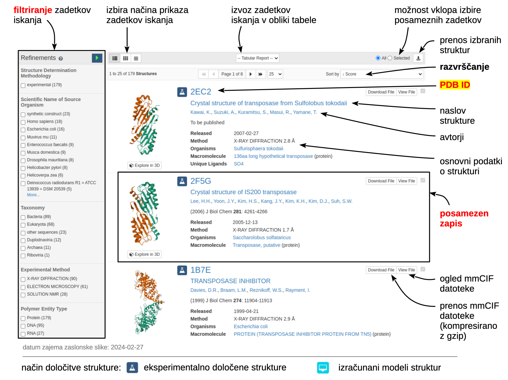 primer osnovnega iskanja po PDB